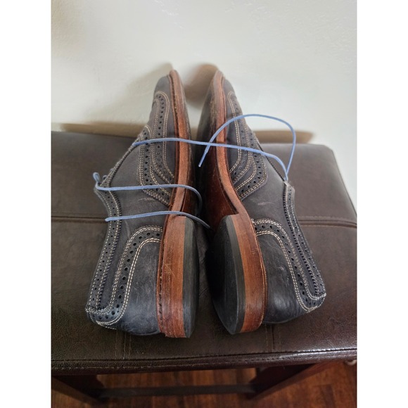 Allen Edmonds Neumok Gray Leather Wingtip Oxfords Preppy Dress Shoes Sz10D